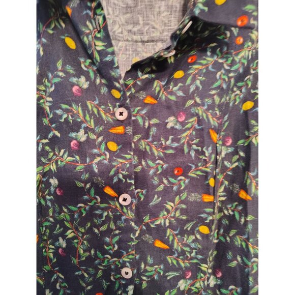 Hill House Tuckernuck Small Long Linen Dress, Vegetables, Navy Blue Carrots - Picture 2 of 5